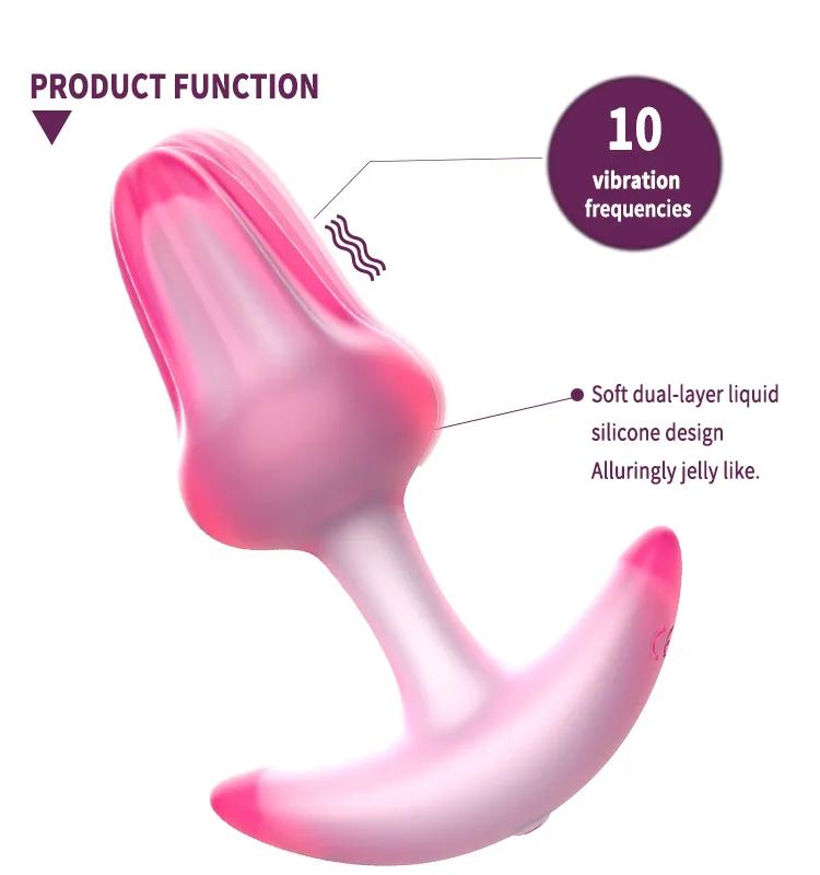 GINYA OEM ODM Dual Layer Liquid Silicone Vibrating Anal Plug — CH09006 gallery image 4