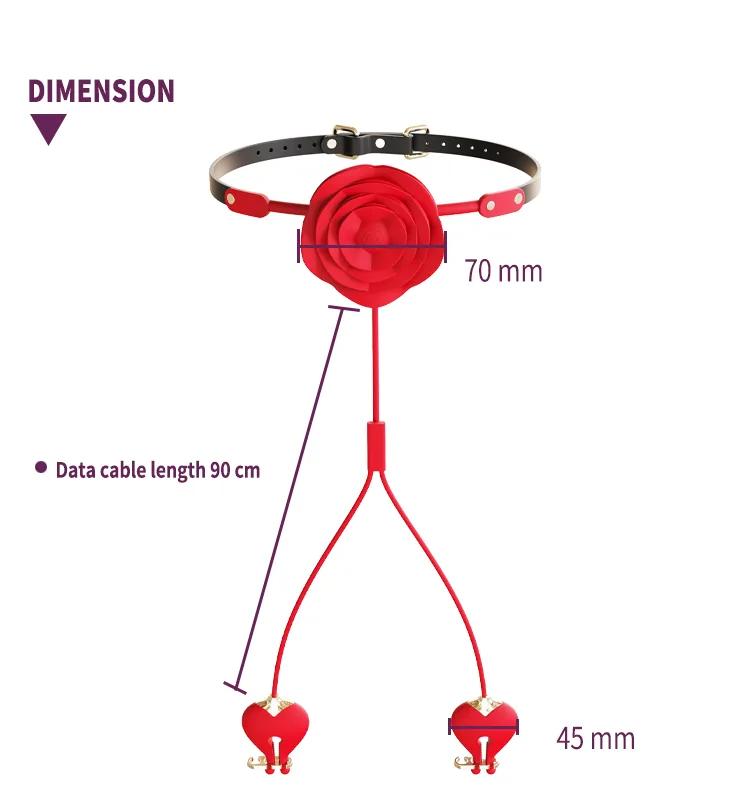 GINYA New BDSM Rose Mouth Ball Breast Clamp Vibrators gallery image 2