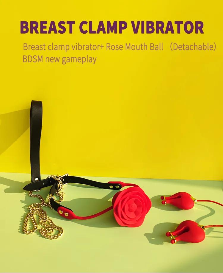 GINYA New BDSM Rose Mouth Ball Breast Clamp Vibrators gallery image 1